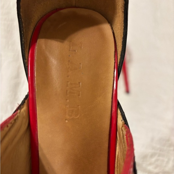 L.A.M.B. Red black.& Vanetta leather heels size 8 vintage - Picture 9 of 10